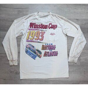 Vintage 1993 NASCAR Winston Cup Long Sleeve Pocket Made in USA L T-Shirt Grunge